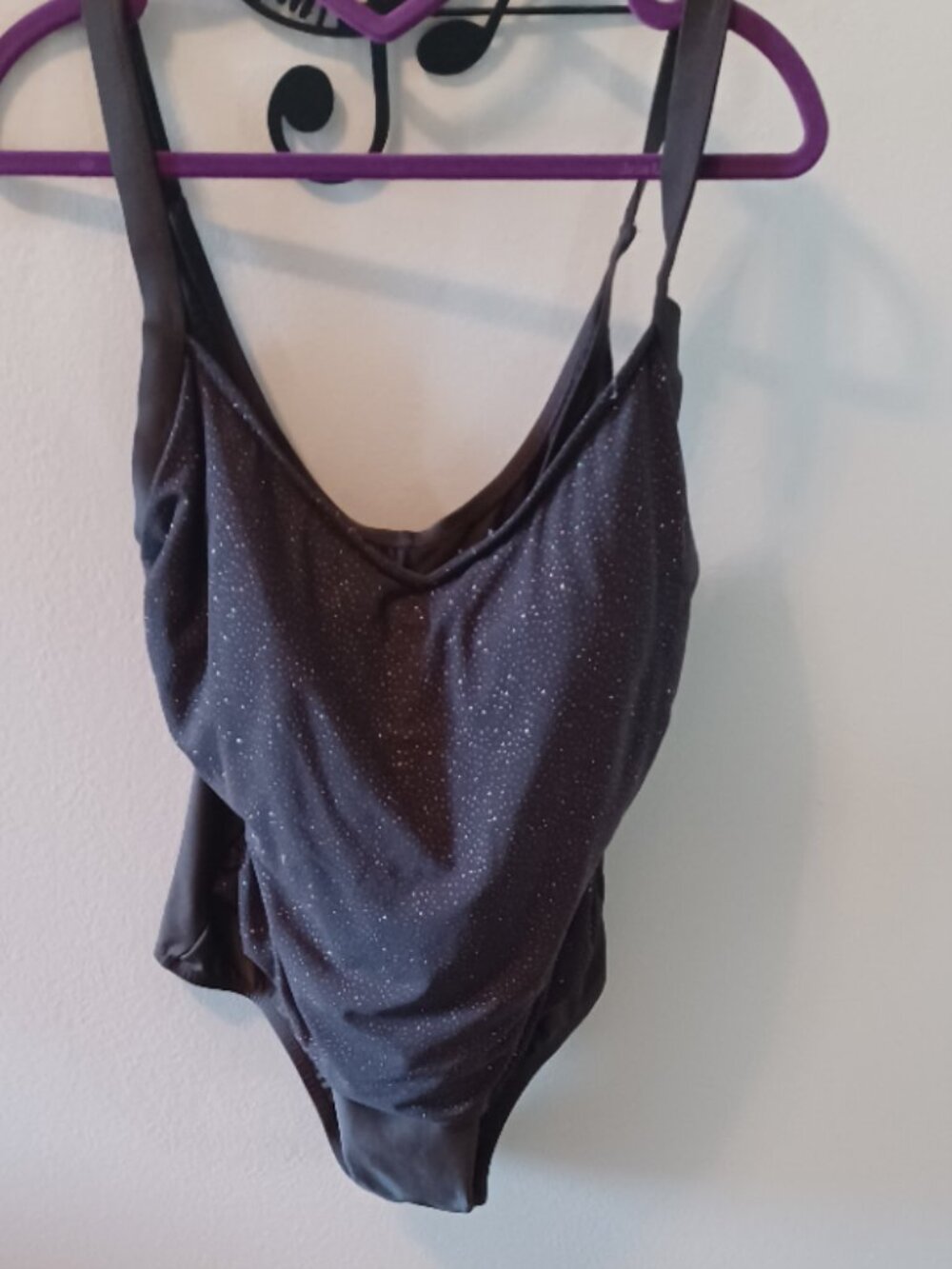 PLUS Mossino Chocolate Brown Speckled Blingy One Piece w/Bra SwimSuit 20W